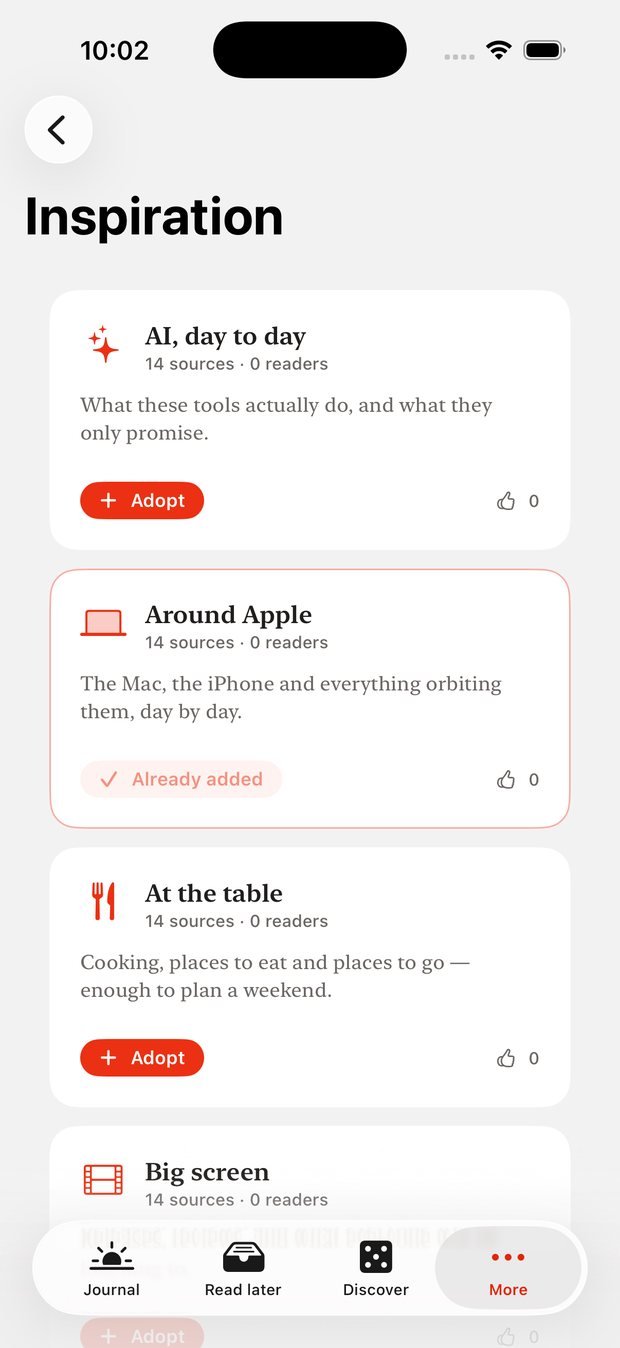 Aurore — Ready-made papers, adopted in one tap.