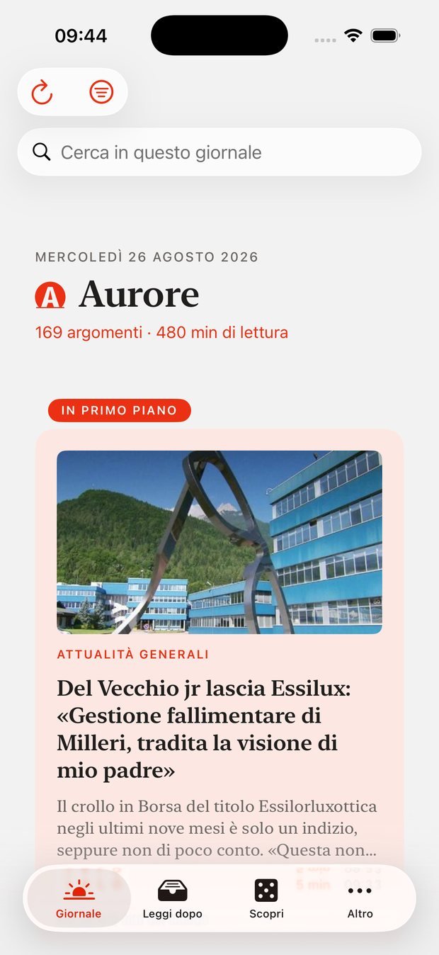 Aurore — Il giornale di oggi, un argomento per scheda.